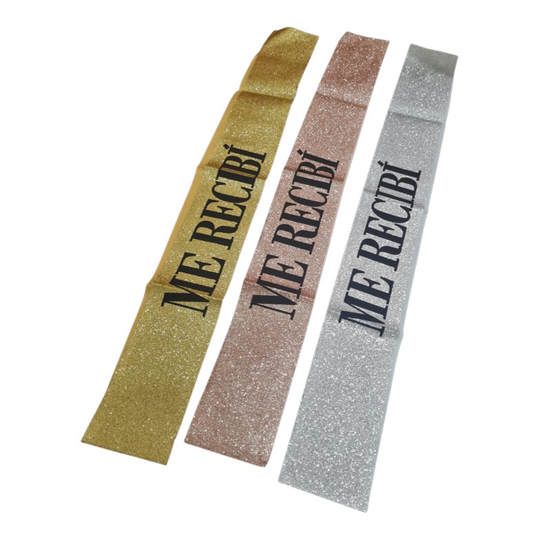 Banda Glitter "Me Recibi" 9,5*160 Cm*