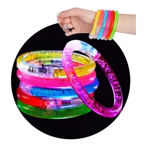 Pulsera Plastica Con Led Y Glitter