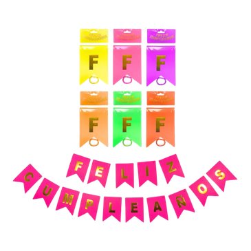 Guirnalda Feliz Cumple Fluo Con Estamping