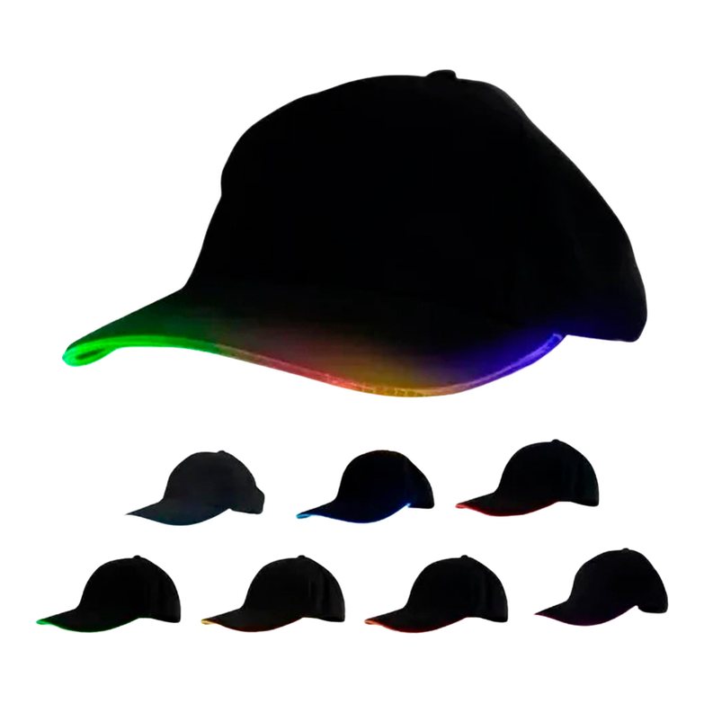 Gorro Visera Color Negro Con Led Multicolor
