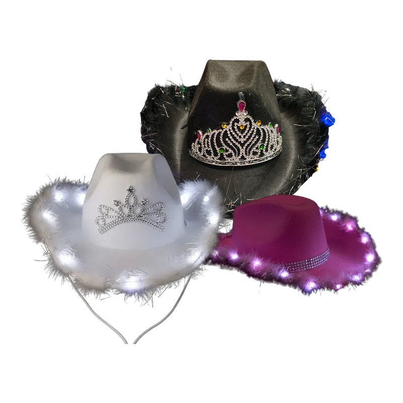 Sombrero Vaquero Con Corona Plumas Col Led